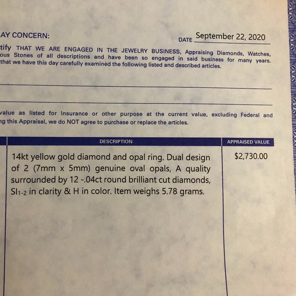 14K Yellow Gold Dual Design Opal Diamond Ring - Picture 6 of 6